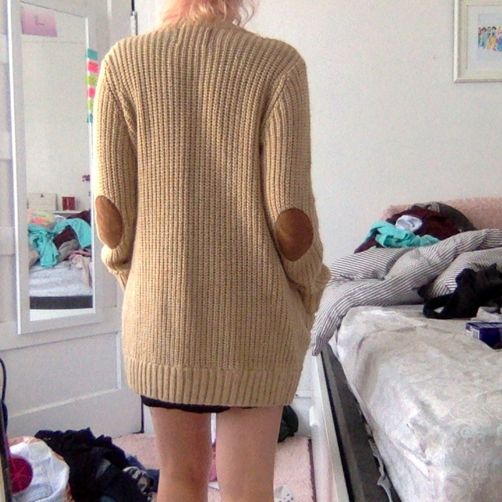 Trendy elbow patch Zara knit sweater